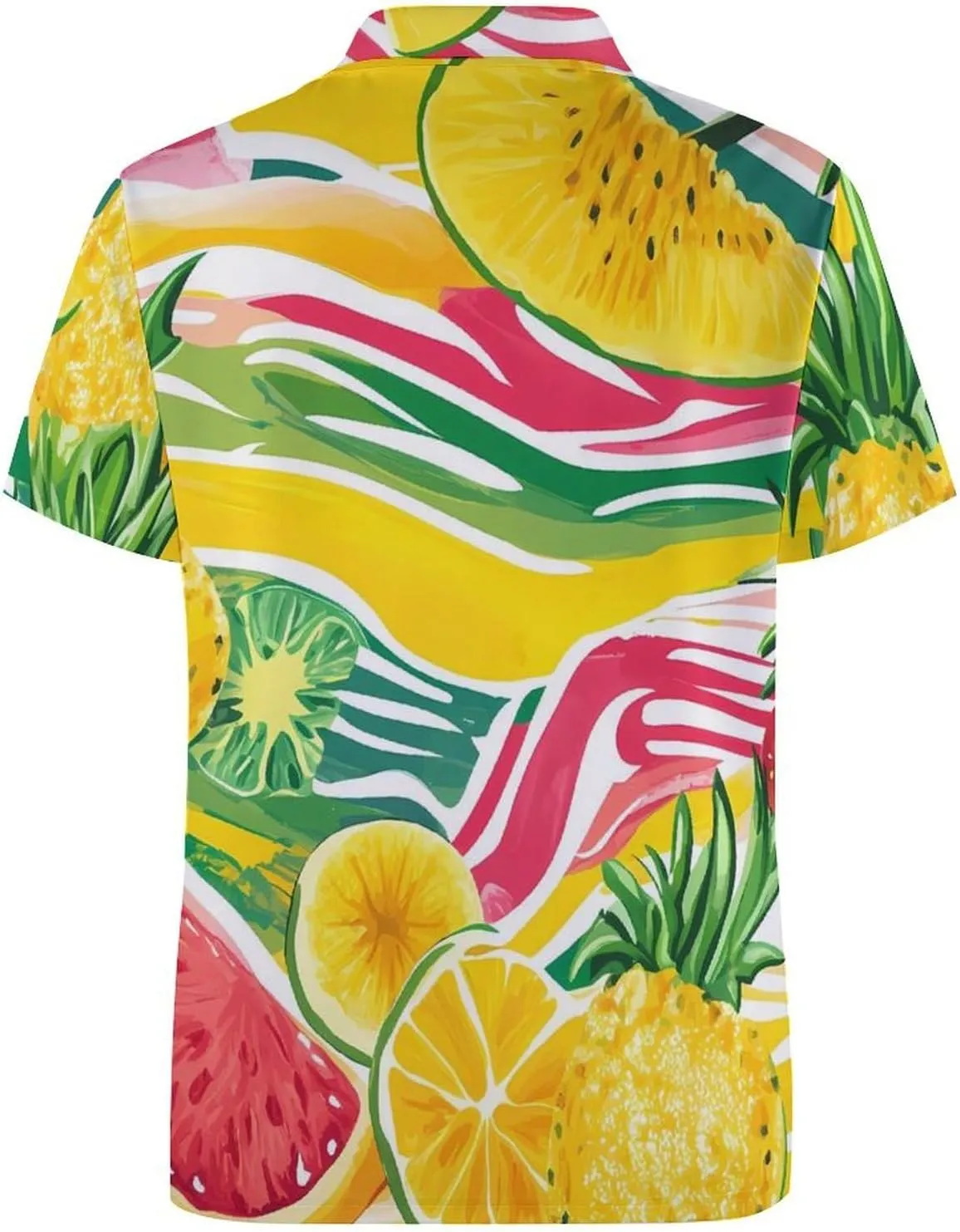 Tropical Fruits Waves Slim Fit Men's Short Sleeve Polo Shirts Quick-Dry Breathable Golf T-Shirt Tops