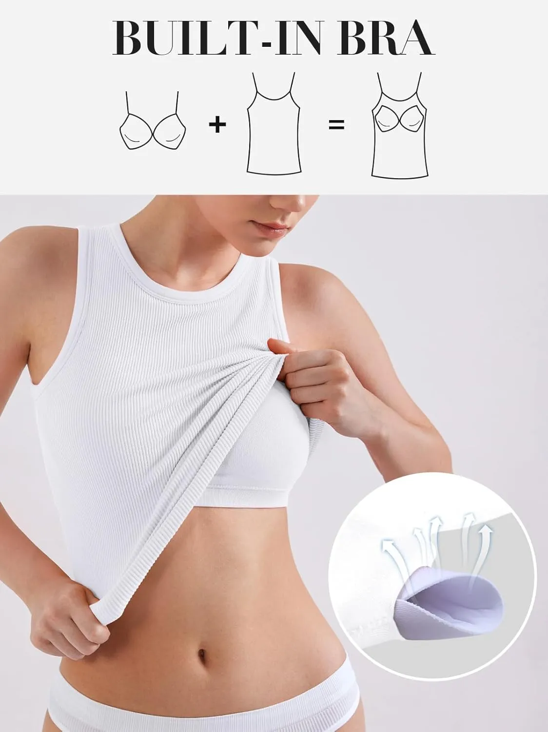 V FOR CITY Tank Top for Women with Built-in Bra 2025 High Neck Seamless Camisole Athletic Yoga Tops