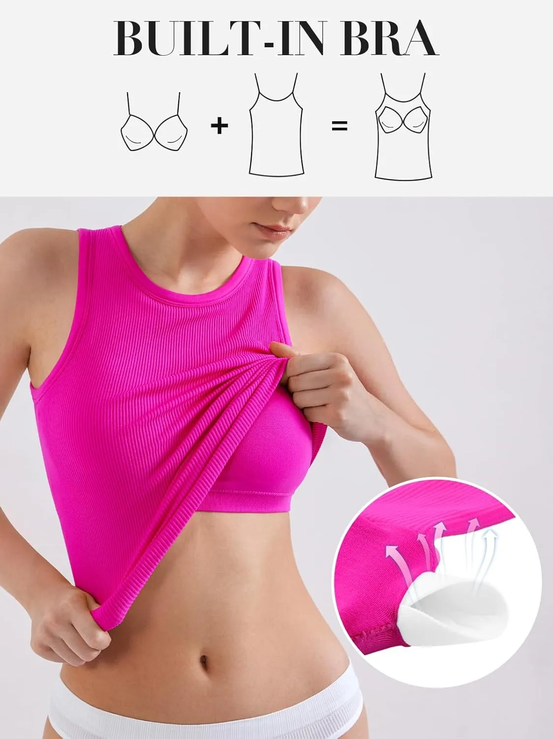 V FOR CITY Tank Top for Women with Built-in Bra 2025 High Neck Seamless Camisole Athletic Yoga Tops