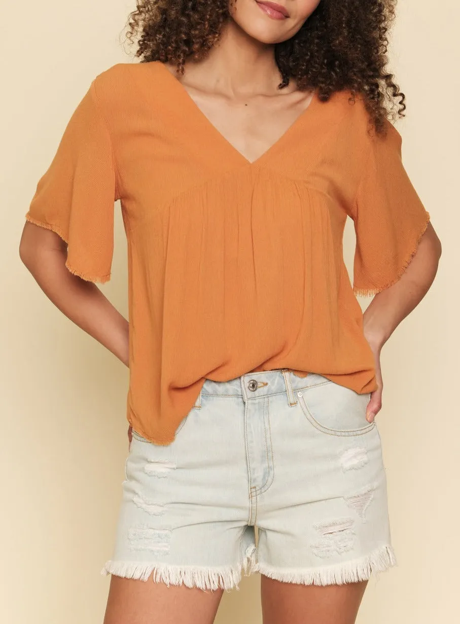 V neck Frayed top