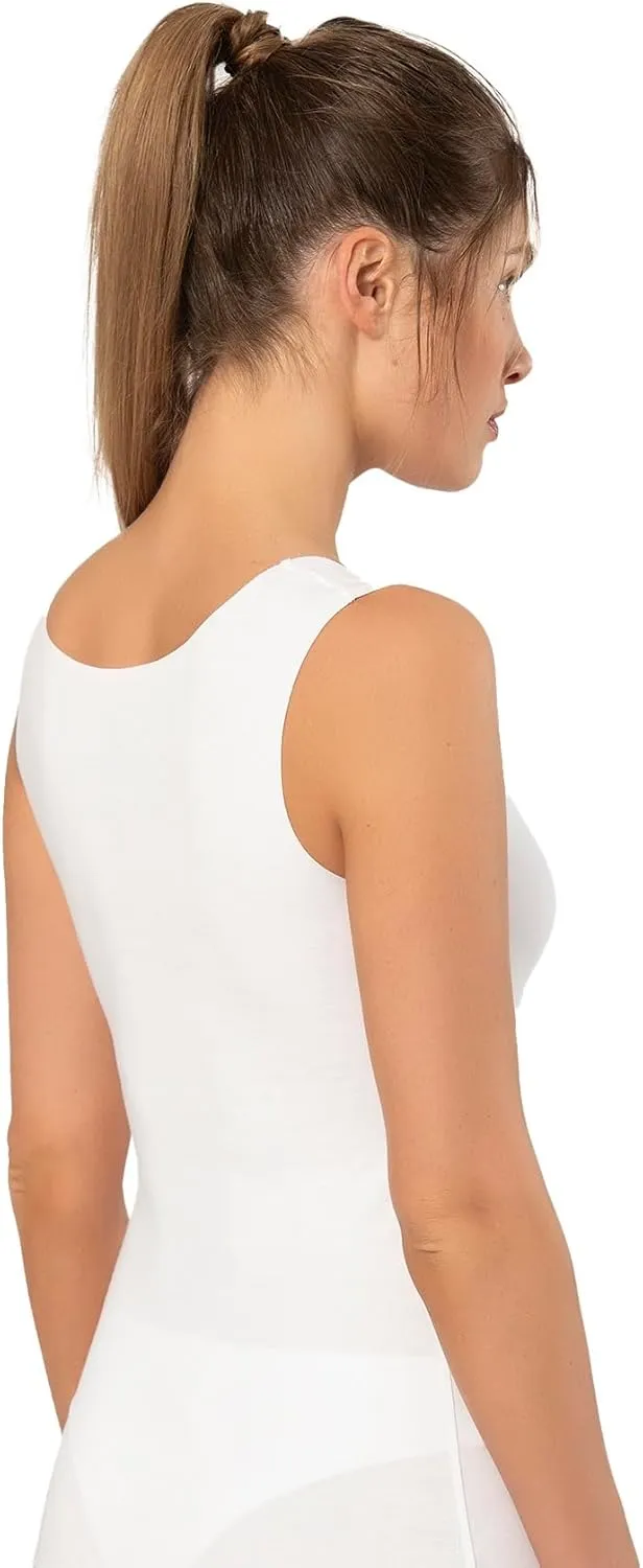 VAVONNE Pima Cotton Tank Tops for Women, Laser Cut Basic Scoop Neck Camisole Undershirt