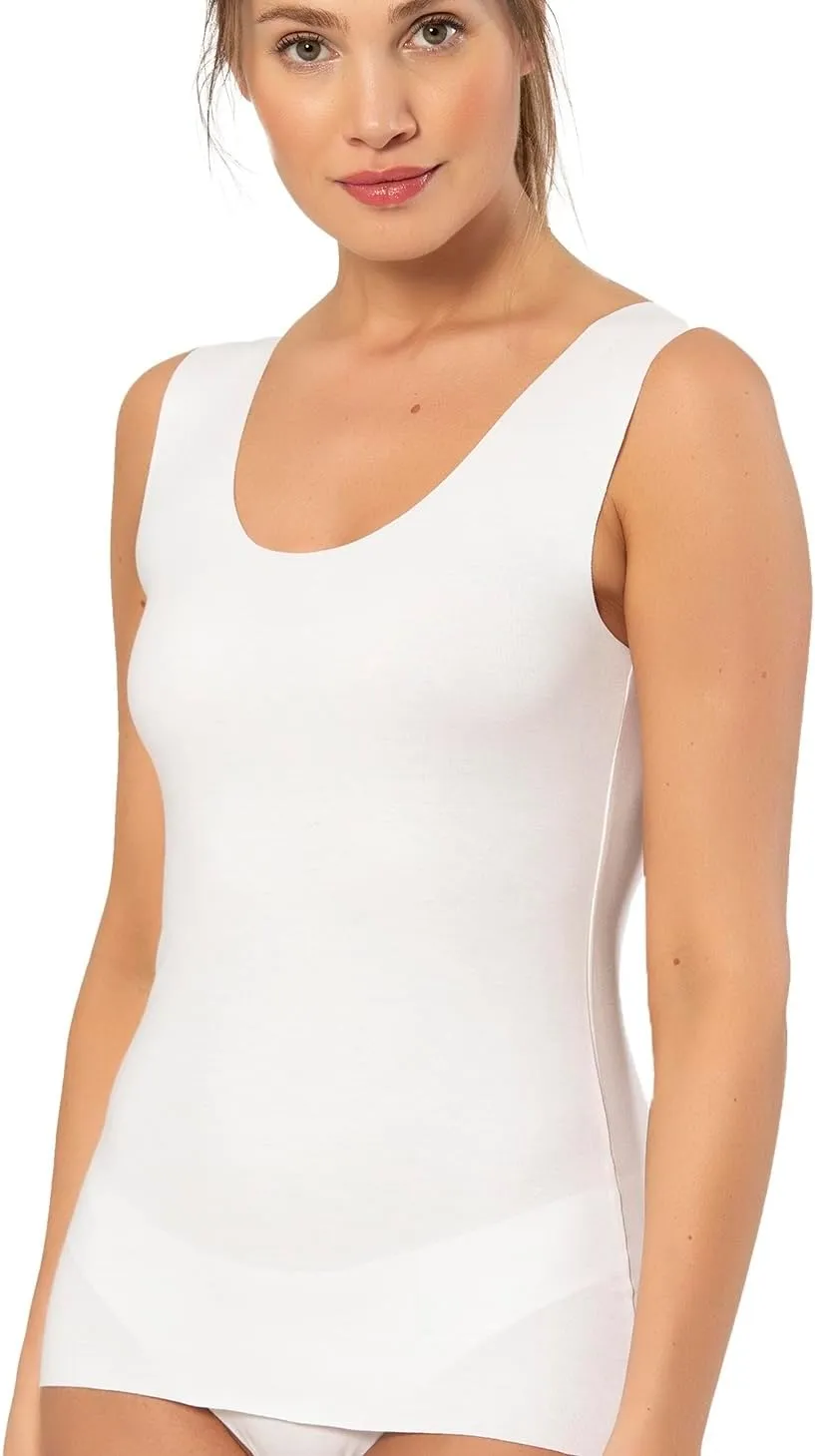 VAVONNE Pima Cotton Tank Tops for Women, Laser Cut Basic Scoop Neck Camisole Undershirt