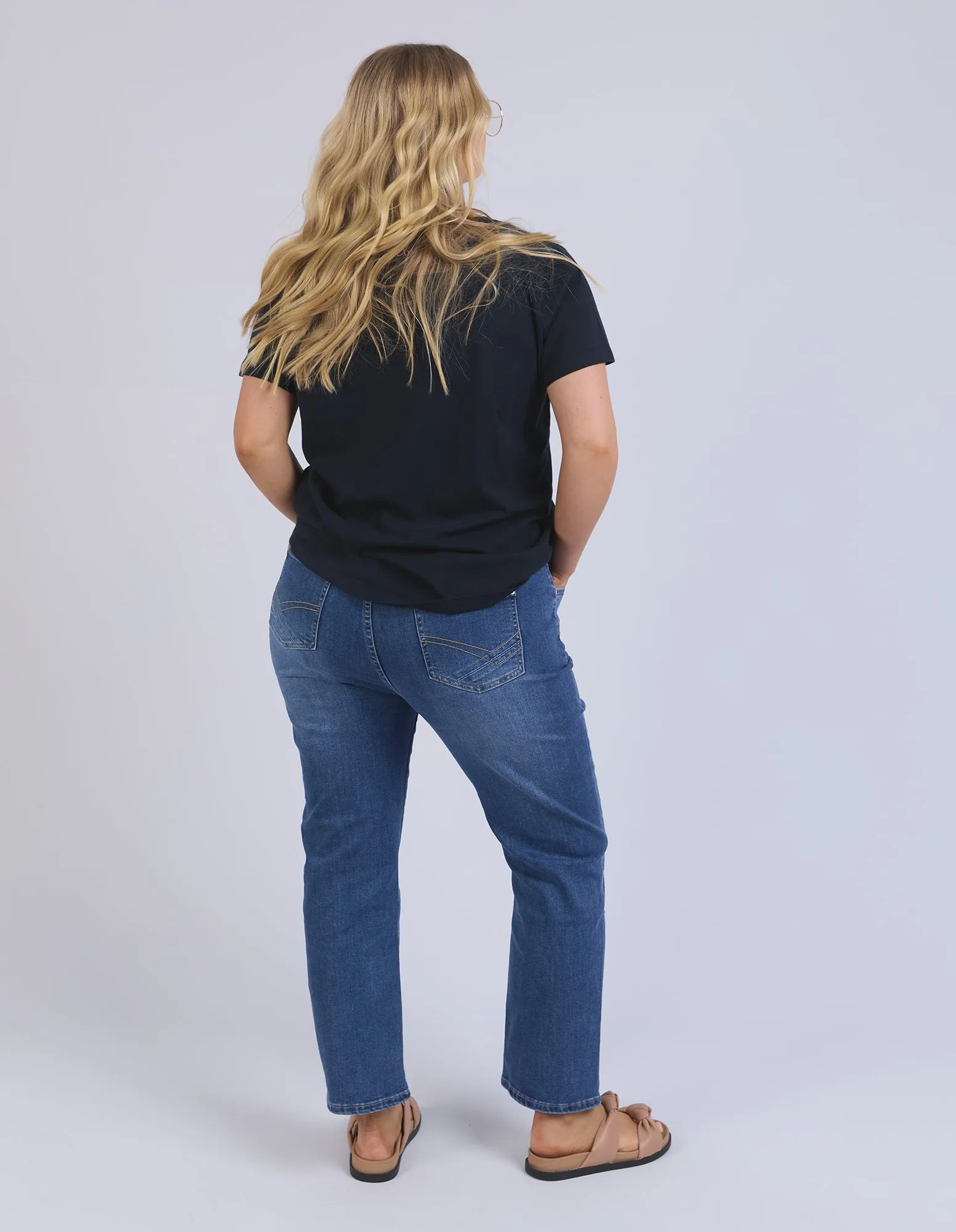 Vertical Rainbow Stripe Tee Navy