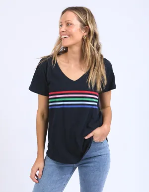 Vertical Rainbow Stripe Tee Navy