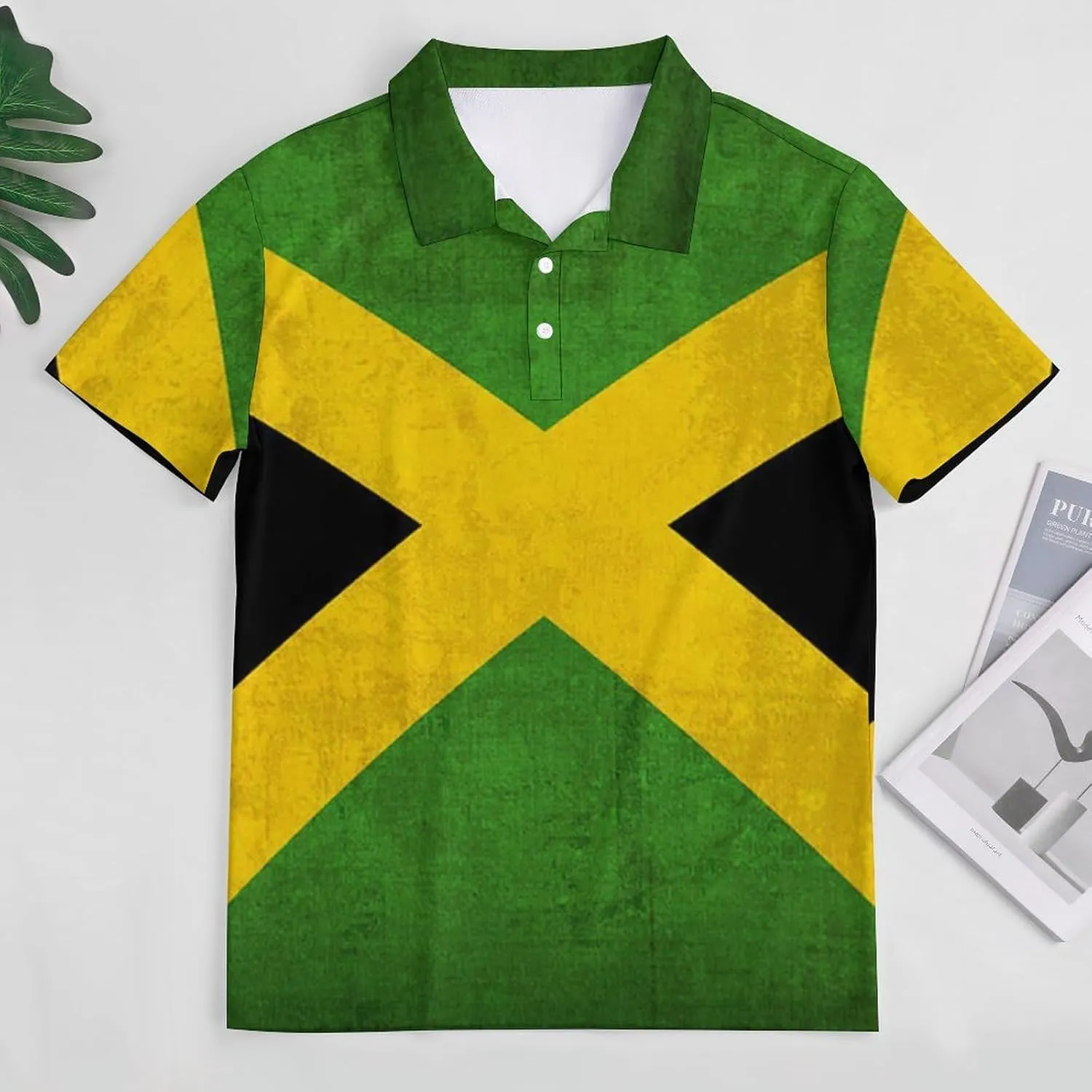 Vintage Jamaica Flag Slim Fit Men's Short Sleeve Polo Shirts Quick-Dry Breathable Golf T-Shirt Tops