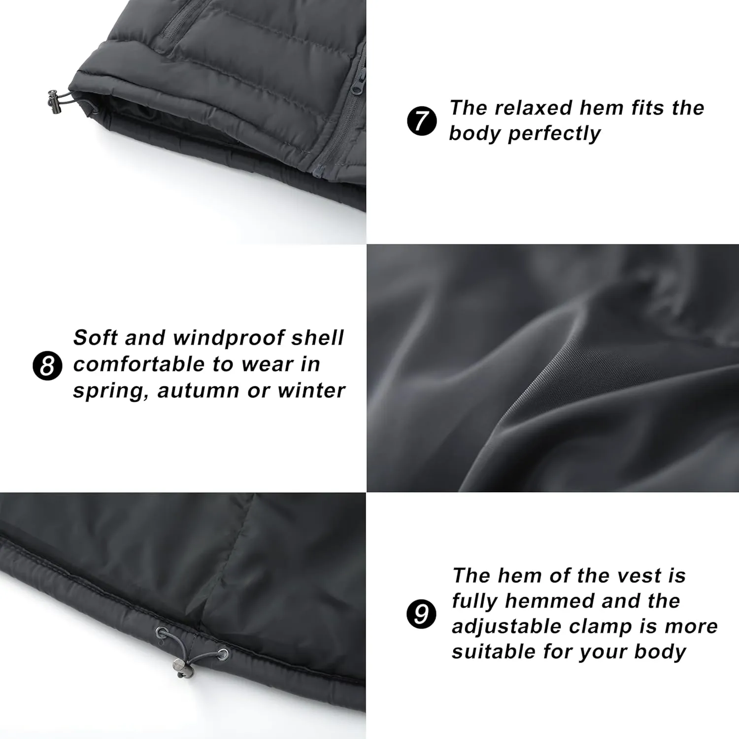 VtuAOL Men's Puffer Vest Outdoor Hooded Padded Vest Softshell Outerwear Vest for Travel Hiking