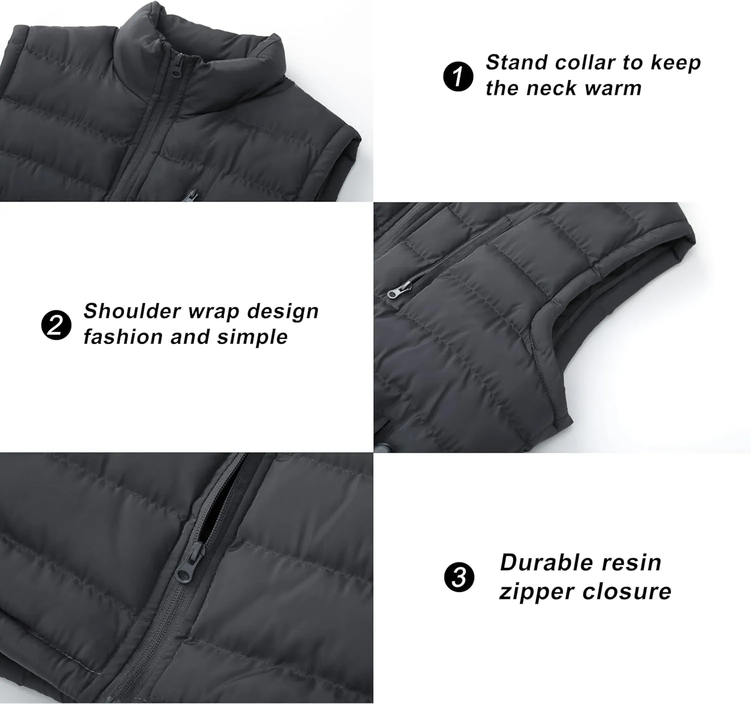 VtuAOL Men's Puffer Vest Outdoor Hooded Padded Vest Softshell Outerwear Vest for Travel Hiking