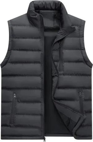 VtuAOL Men's Puffer Vest Outdoor Hooded Padded Vest Softshell Outerwear Vest for Travel Hiking