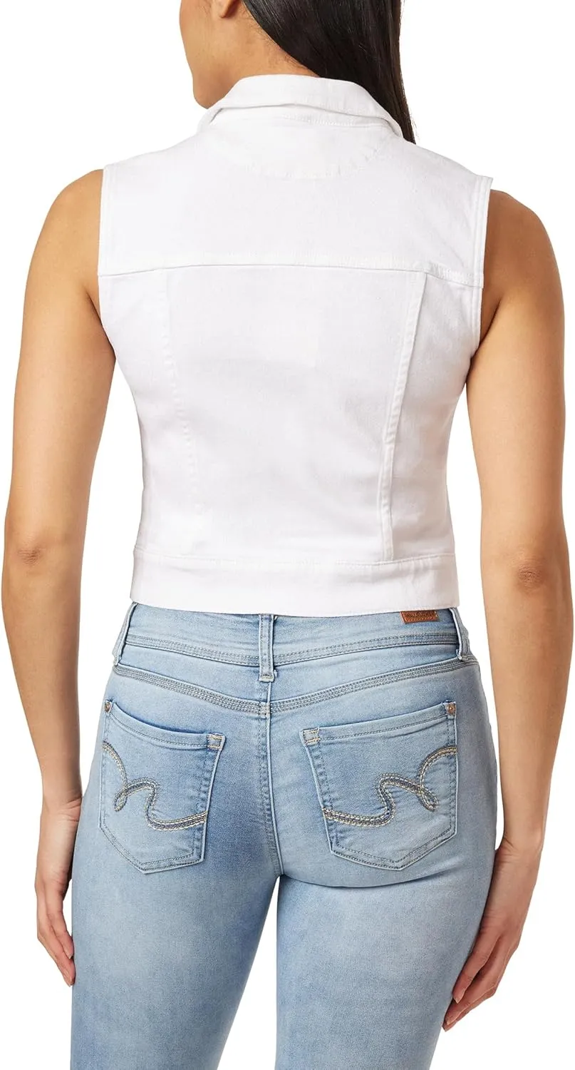 WallFlower Women's Dreamer Denim Vest Insta Stretch Juniors