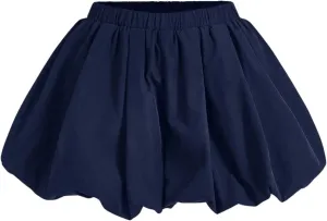 WDIRARA Women's Asymmetrical Hem Bubble Skorts Elastic Waist Loose Fit Solid Mini Skirt Pants
