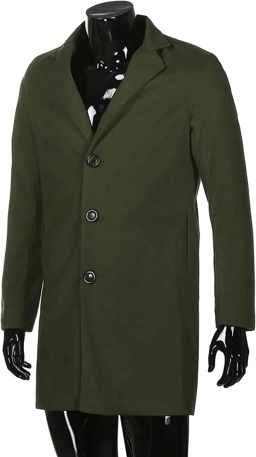 WENKOMG1 Men Winter Slim Coat,Trench Lapel Long Jacket Double Breasted Coat Soft Elegant windbreaker