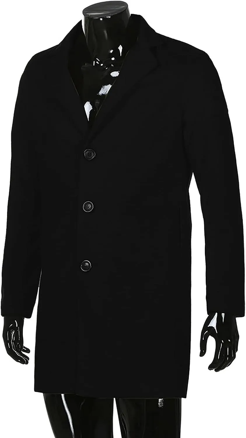 WENKOMG1 Men Winter Slim Coat,Trench Lapel Long Jacket Double Breasted Coat Soft Elegant windbreaker