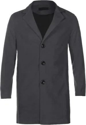 WENKOMG1 Men Winter Slim Coat,Trench Lapel Long Jacket Double Breasted Coat Soft Elegant windbreaker