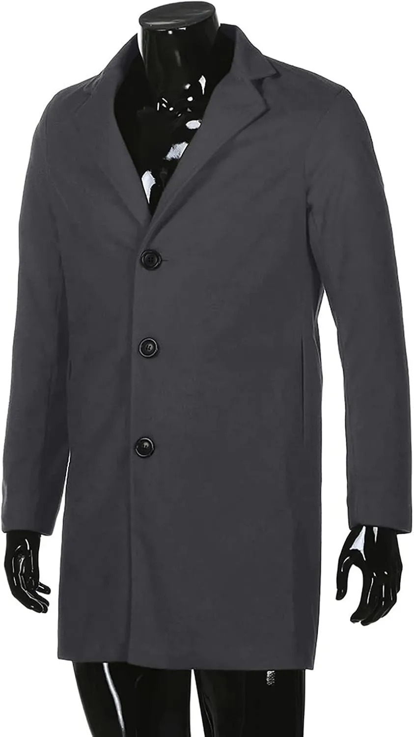 WENKOMG1 Men Winter Slim Coat,Trench Lapel Long Jacket Double Breasted Coat Soft Elegant windbreaker