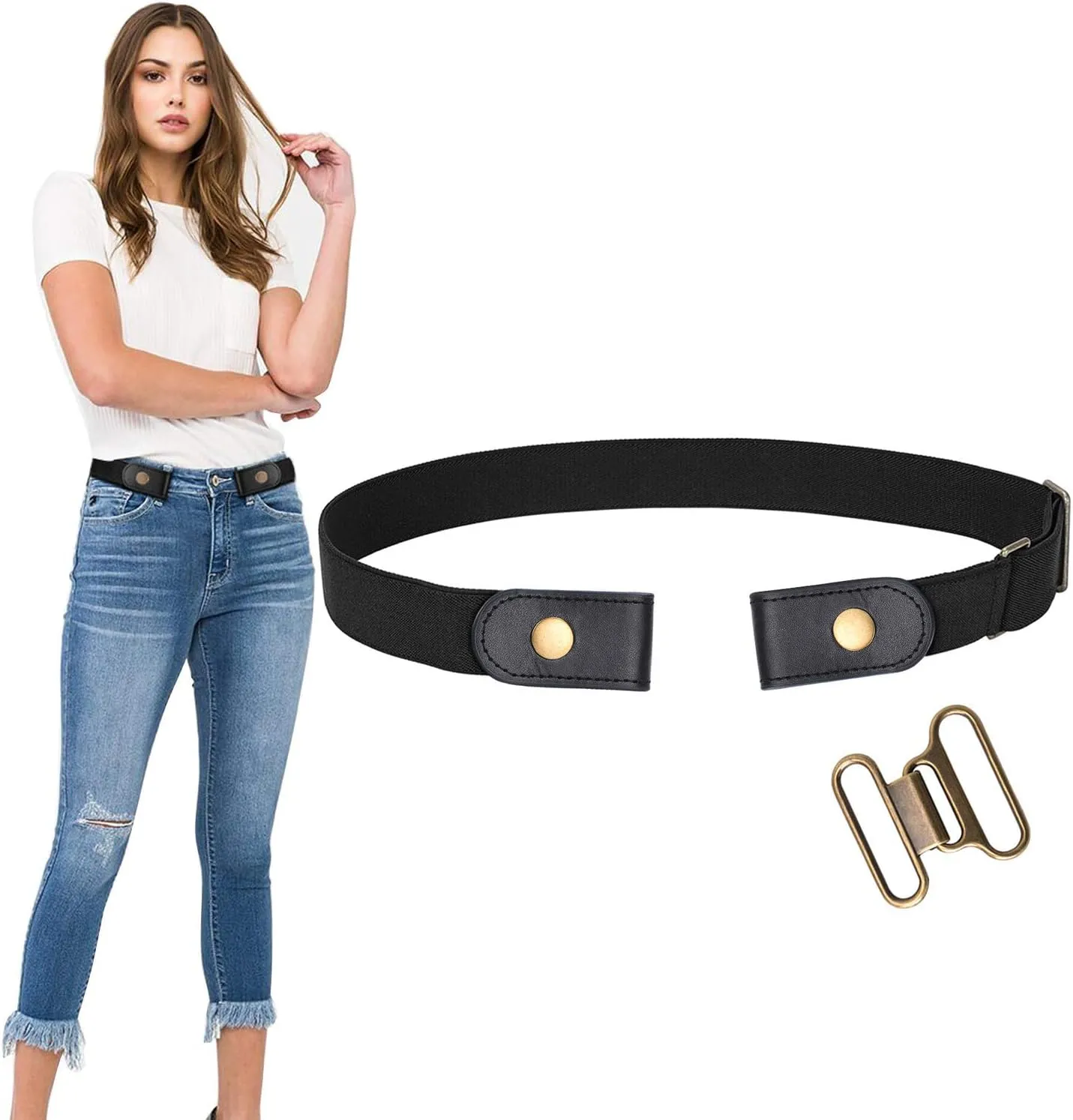 WERFORU No Buckle Stretch Belt for Women and Men Elastic Waist Belt up to 72 Inches for Jeans Pants