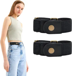 WERFORU No Buckle Stretch Belt for Women and Men Elastic Waist Belt up to 72 Inches for Jeans Pants