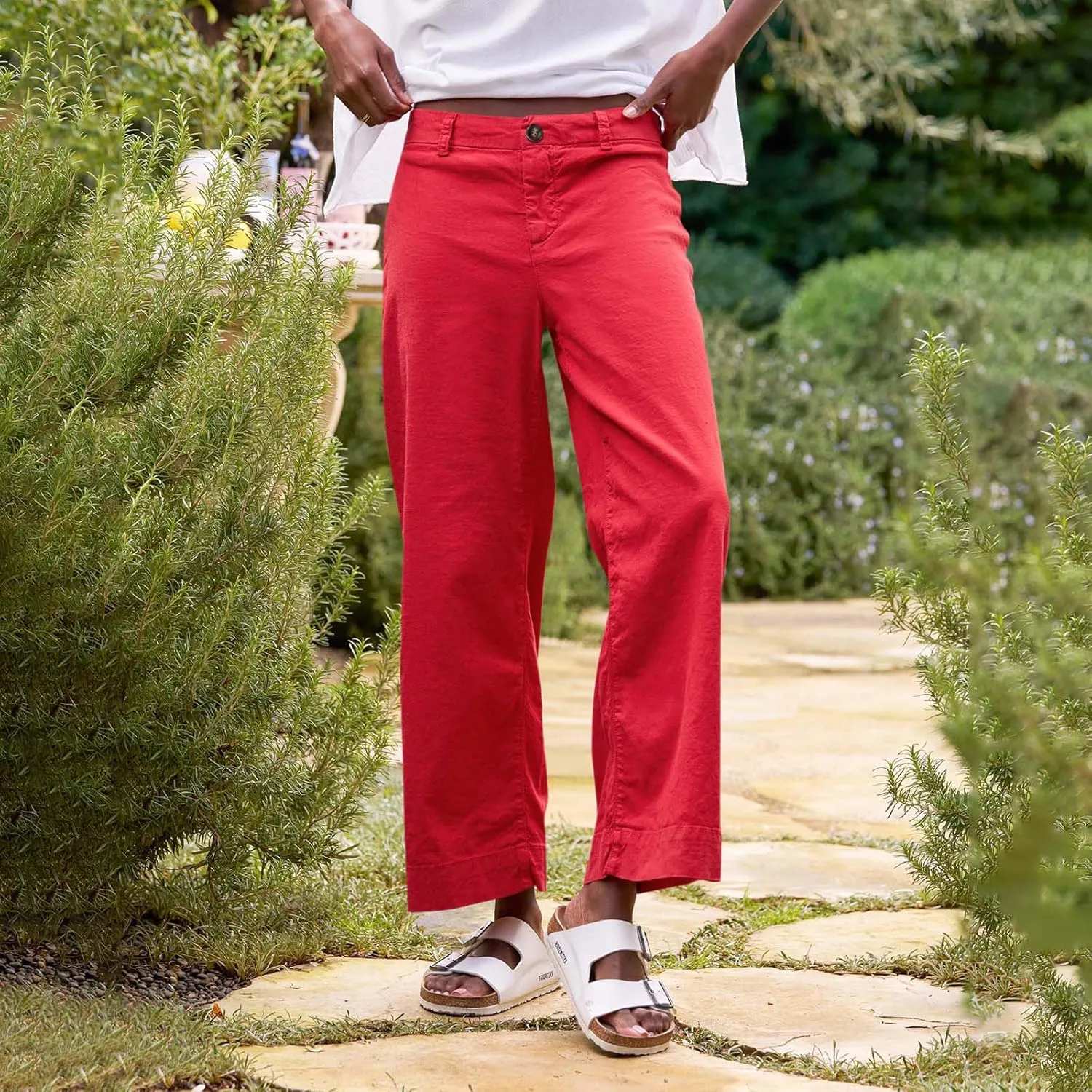 Wide Leg Linen Pants for Women 2025 Trendy Summer Button Zipper Pants High Rise with Pockets Y2K Solid Beach Trousers