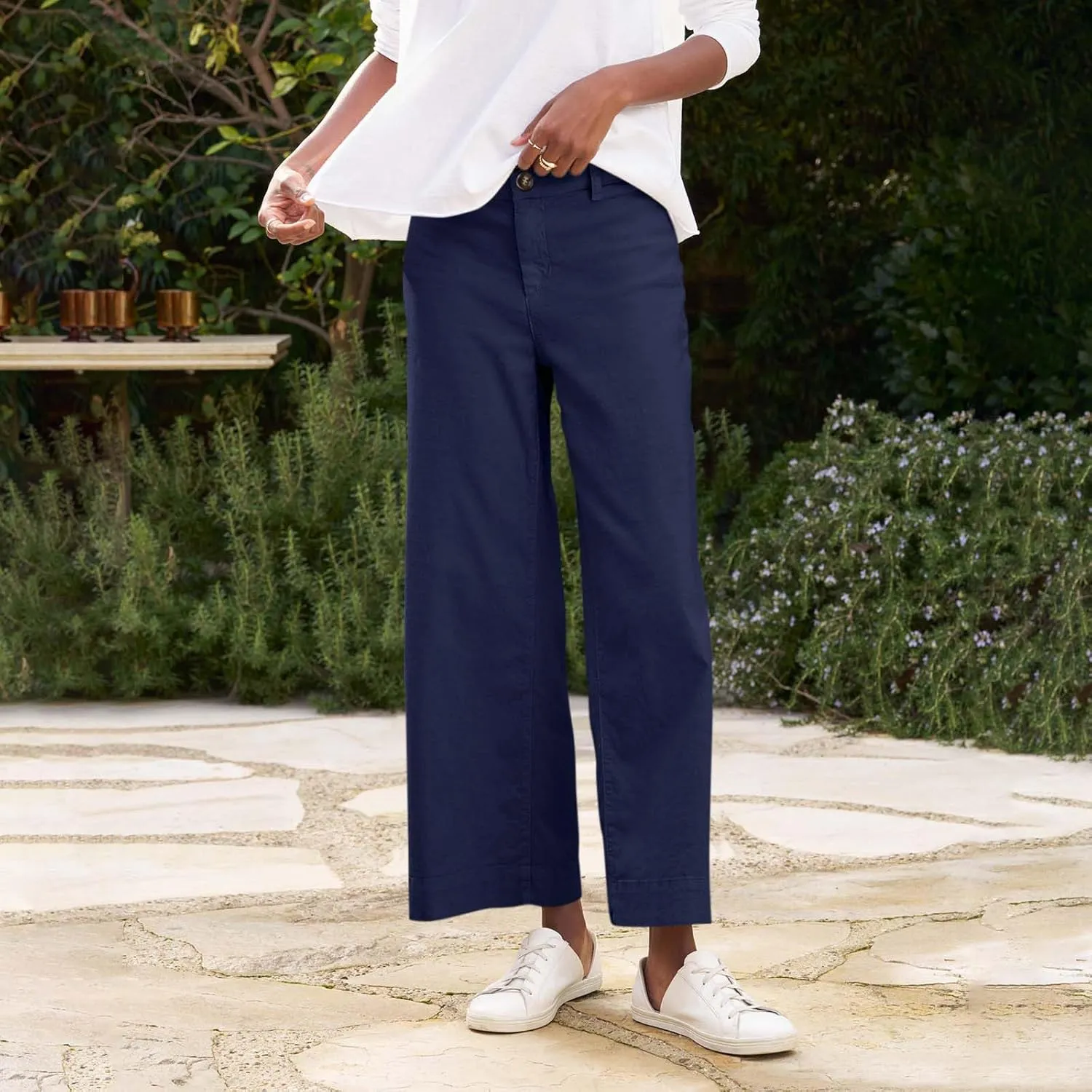 Wide Leg Linen Pants for Women 2025 Trendy Summer Button Zipper Pants High Rise with Pockets Y2K Solid Beach Trousers