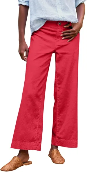 Wide Leg Linen Pants for Women 2025 Trendy Summer Button Zipper Pants High Rise with Pockets Y2K Solid Beach Trousers