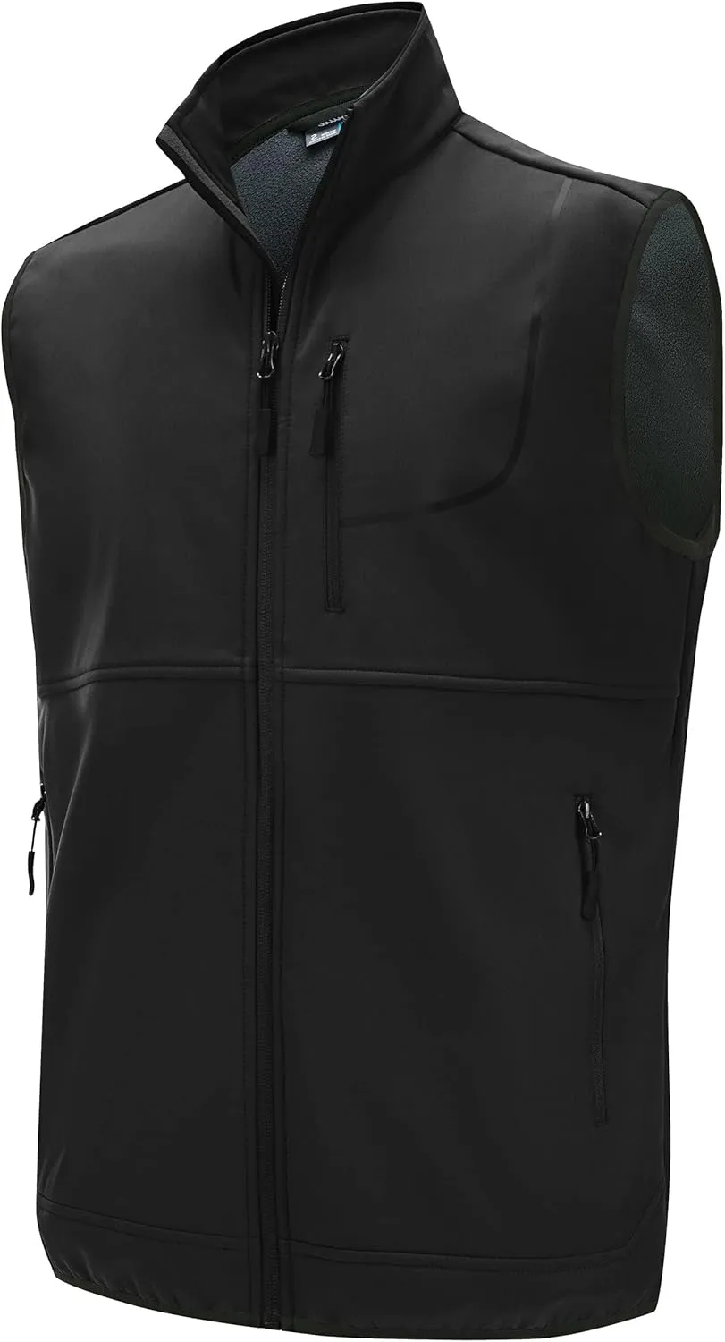 Willit Men's Fleece Golf Vest Outdoor Winter Vest Jacket Softshell Outerwear Sleeveless Jacket for Hiking Causal