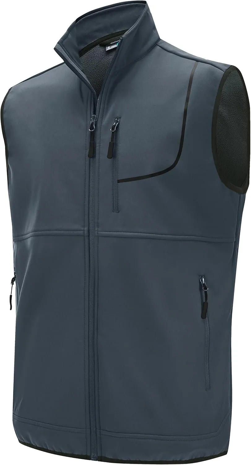 Willit Men's Fleece Golf Vest Outdoor Winter Vest Jacket Softshell Outerwear Sleeveless Jacket for Hiking Causal
