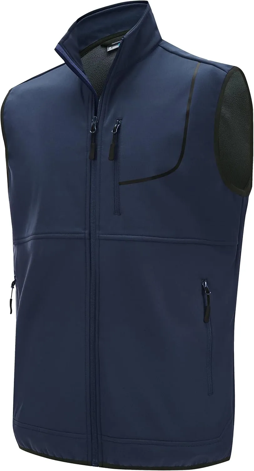Willit Men's Fleece Golf Vest Outdoor Winter Vest Jacket Softshell Outerwear Sleeveless Jacket for Hiking Causal