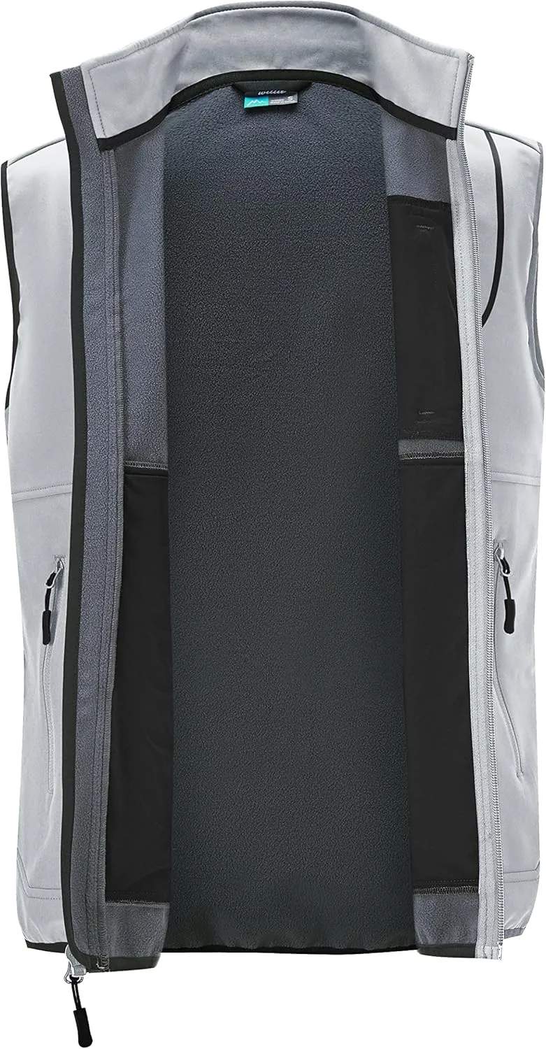 Willit Men's Fleece Golf Vest Outdoor Winter Vest Jacket Softshell Outerwear Sleeveless Jacket for Hiking Causal
