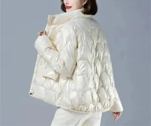 Winter Jacket Women Glossy Warm Parkas Thick Down Cotton Outerwear Solid Short Snow Clothing Cotton Padded Basic Coats