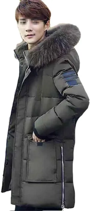 Winter Jackets for Men Think Warm Windproof Soft Cotton-Padded Coat Winter,Casual Long Sleeve Loose Hooded Parka