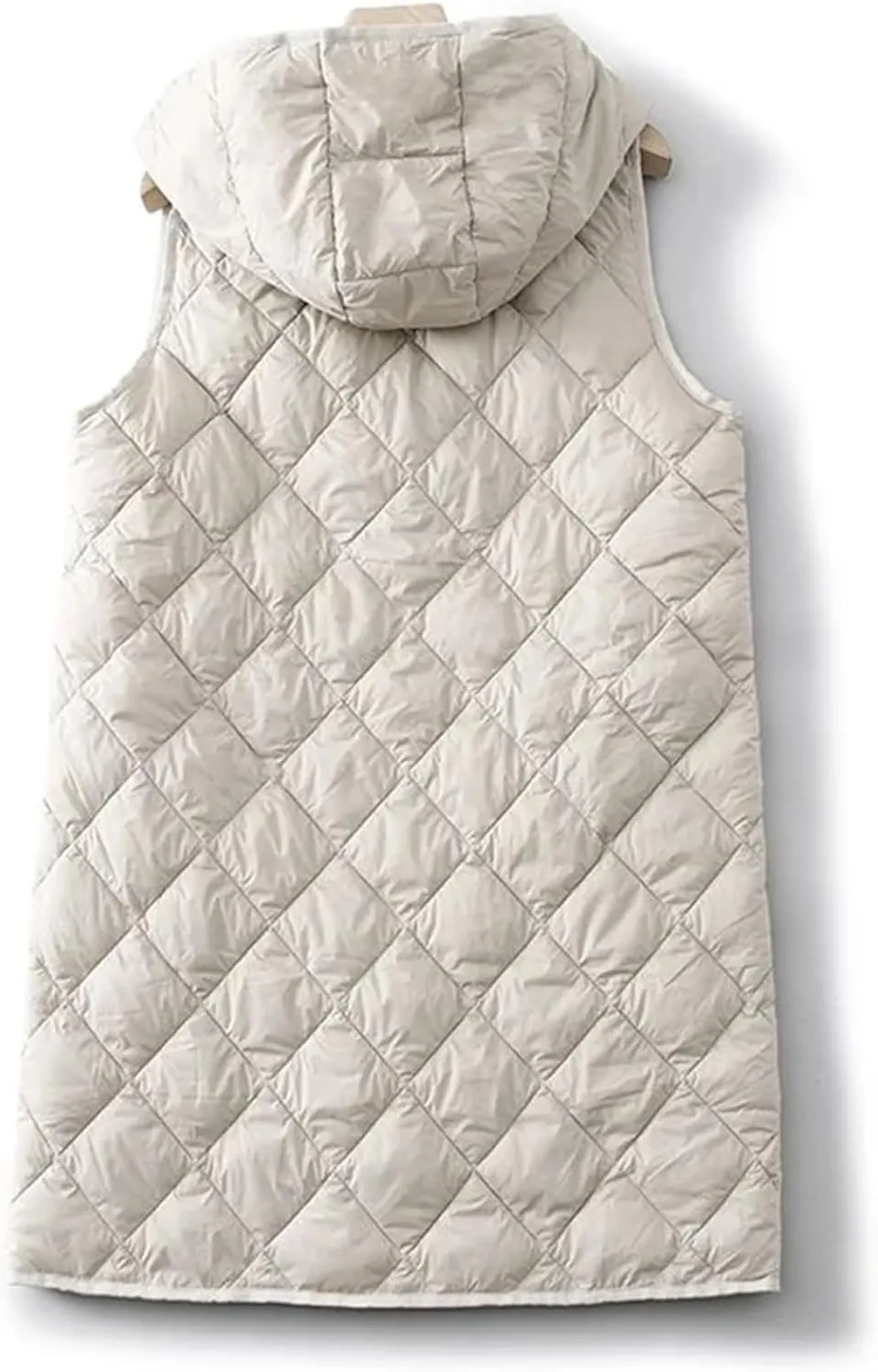 Winter Lightweight Tank Top Women Sleeveless Down Vest Coat Loose Hooded Mid Long Cotton Padded Waistcoat