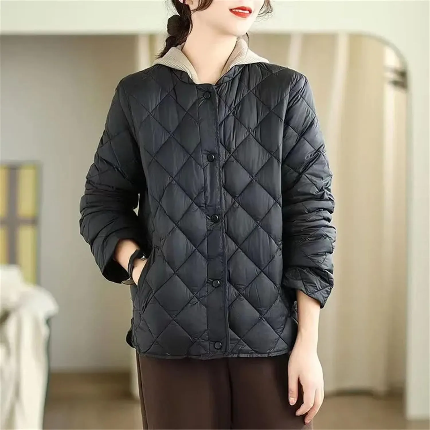 Winter Parkas Short Down Padded Jacket Women Mom Outerwear Light Thin Loose Cotton Clothes Female Warm Coat