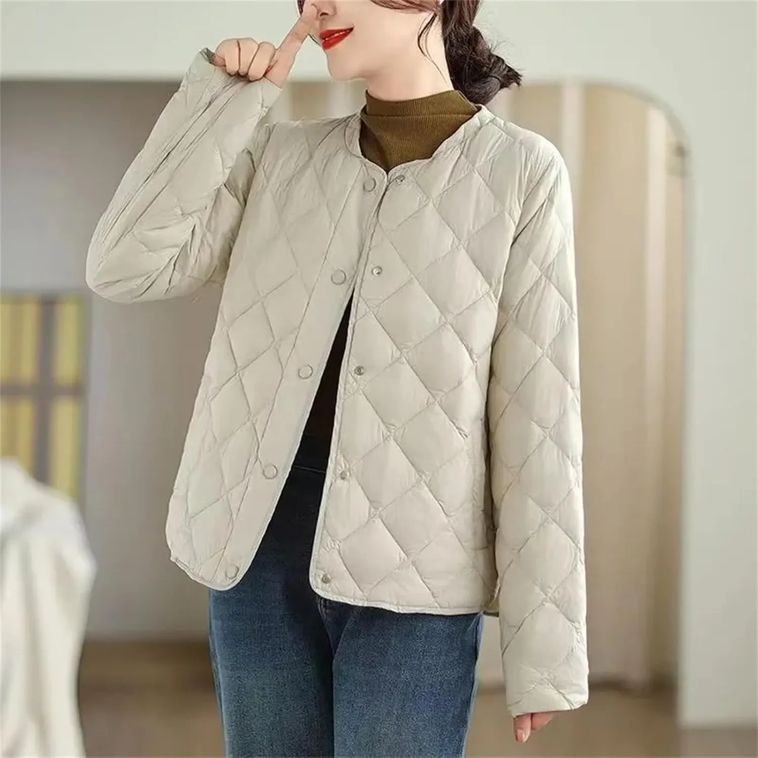Winter Parkas Short Down Padded Jacket Women Mom Outerwear Light Thin Loose Cotton Clothes Female Warm Coat