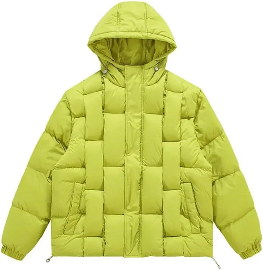 Winter Warm Padded Coat Men Hip Hop Puffer Outwear Cotton Windproof Parka Solid Color Hooded Streetwear