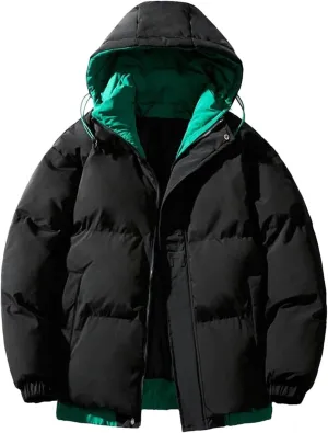 Winter Warm Thick Parkas Men Cotton Padded Puffer Overcoat Hooded Jacket Mens Outerwear Warm Coat