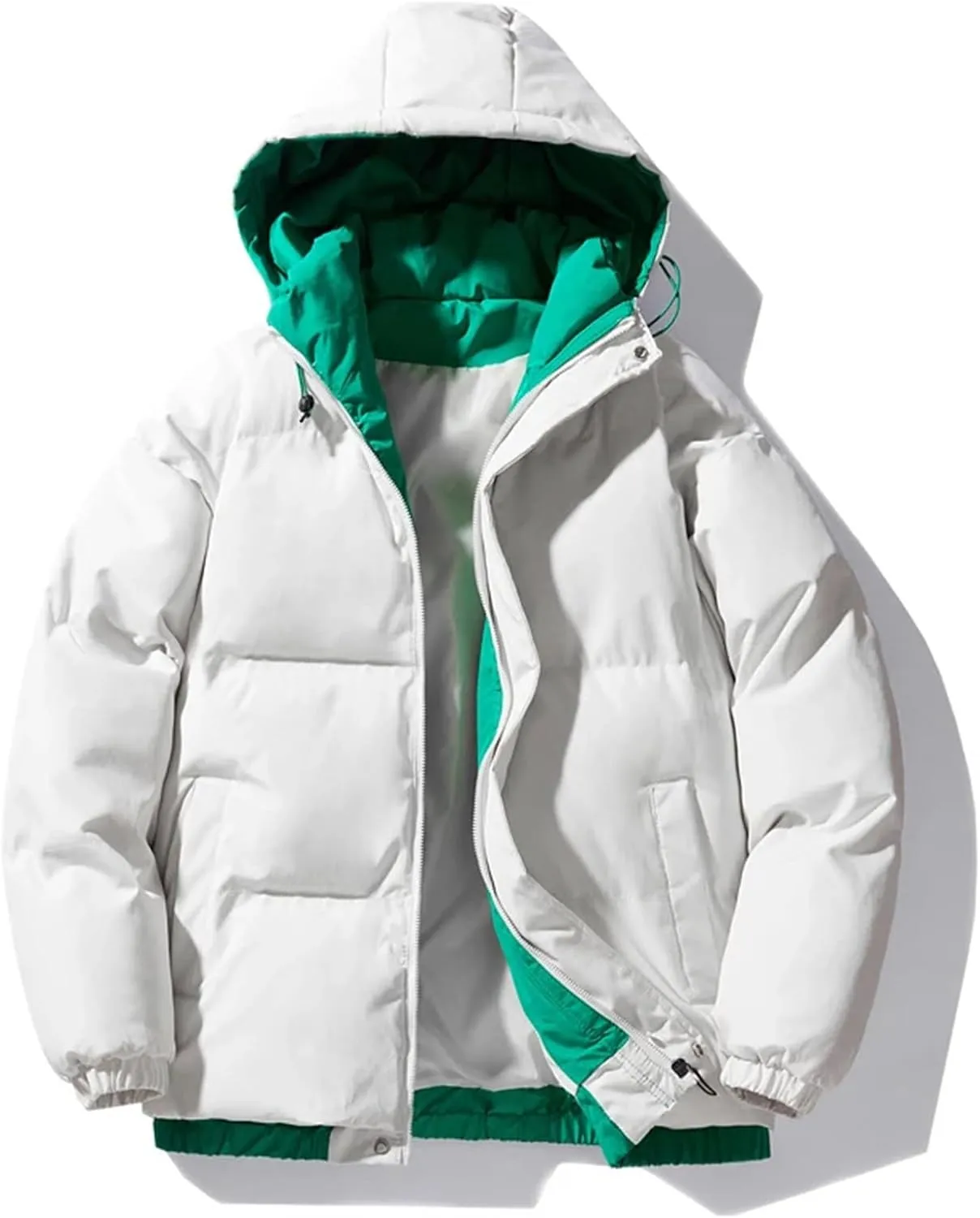 Winter Warm Thick Parkas Men Cotton Padded Puffer Overcoat Hooded Jacket Mens Outerwear Warm Coat