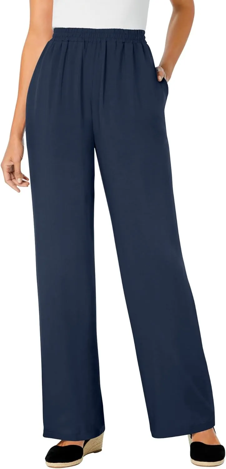 Woman Within Plus Size Tall Pull-On Elastic Waist Soft Pants