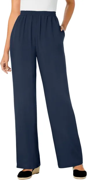 Woman Within Plus Size Tall Pull-On Elastic Waist Soft Pants