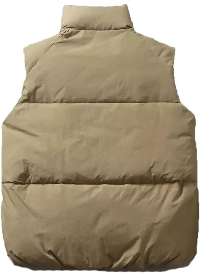 Women Autumn Winter Puffer Vest Loose Cropped Stand Collar Sleeveless Vest Jackets Cotton Padded Waistcoat