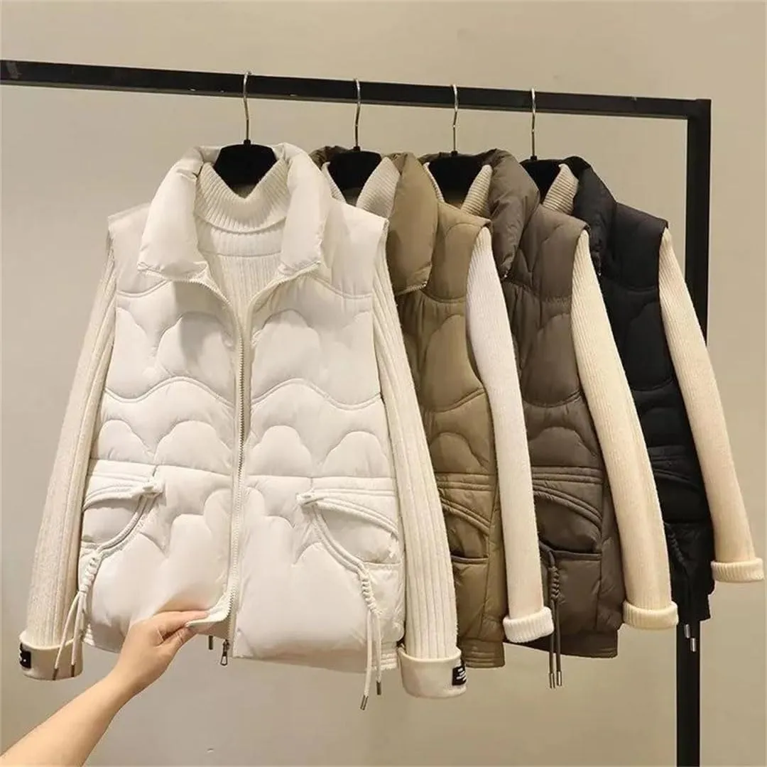Women Autumn Winter Puffer Vest Loose Sleeveless Short Vest Jackets Cotton Padded Waistcoat Casual Tops