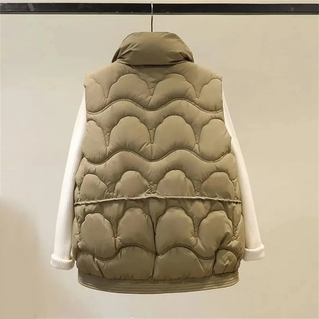Women Autumn Winter Puffer Vest Loose Sleeveless Short Vest Jackets Cotton Padded Waistcoat Casual Tops