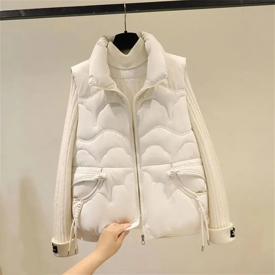 Women Autumn Winter Puffer Vest Loose Sleeveless Short Vest Jackets Cotton Padded Waistcoat Casual Tops