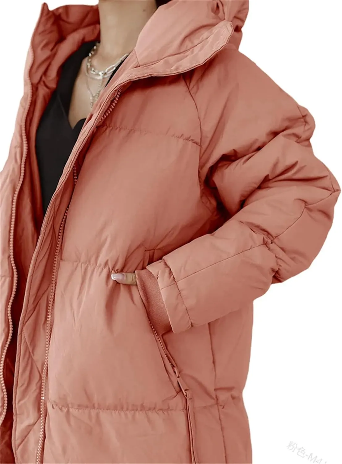 Women Coat Winter Thickened Loose Style Long Sleeve Solid Color Windproof Warm Hooded Down Cotton Padded Long Jacket