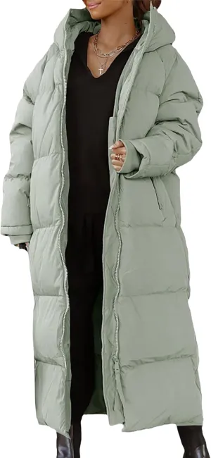 Women Coat Winter Thickened Loose Style Long Sleeve Solid Color Windproof Warm Hooded Down Cotton Padded Long Jacket