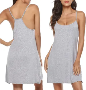 Women Cotton Short Nightgowns Short Sleeveless Nightshirt Racerback Sexy Sleep Dress Soft Slip Dress