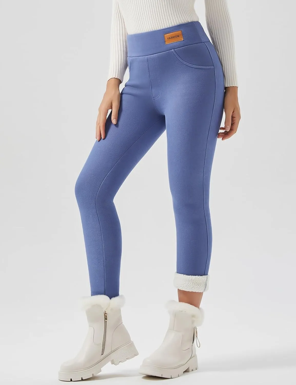 Women Sherpa Lined Leggings Soft Clouds Fleece Tights Winter Warm Thermal Thick Cashmere Pants High Waist