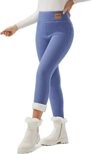 Women Sherpa Lined Leggings Soft Clouds Fleece Tights Winter Warm Thermal Thick Cashmere Pants High Waist