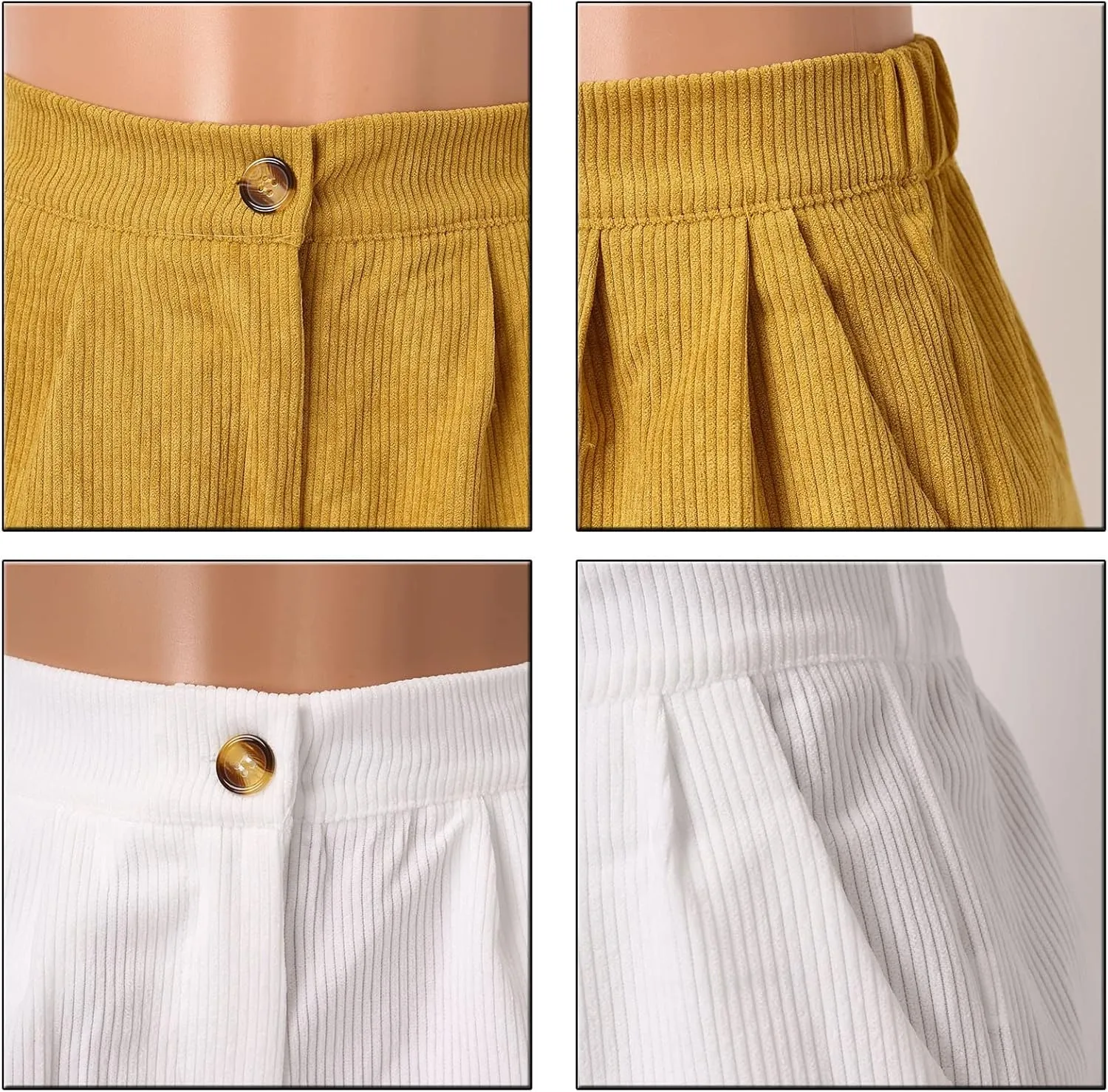 Women Wide Leg High Waist Linen Pants Back Elastic Waist Work Casual Trousers