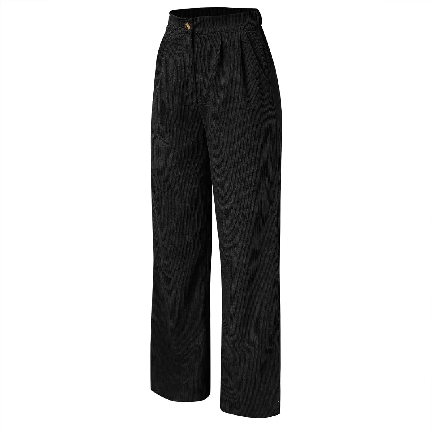 Women Wide Leg High Waist Linen Pants Back Elastic Waist Work Casual Trousers