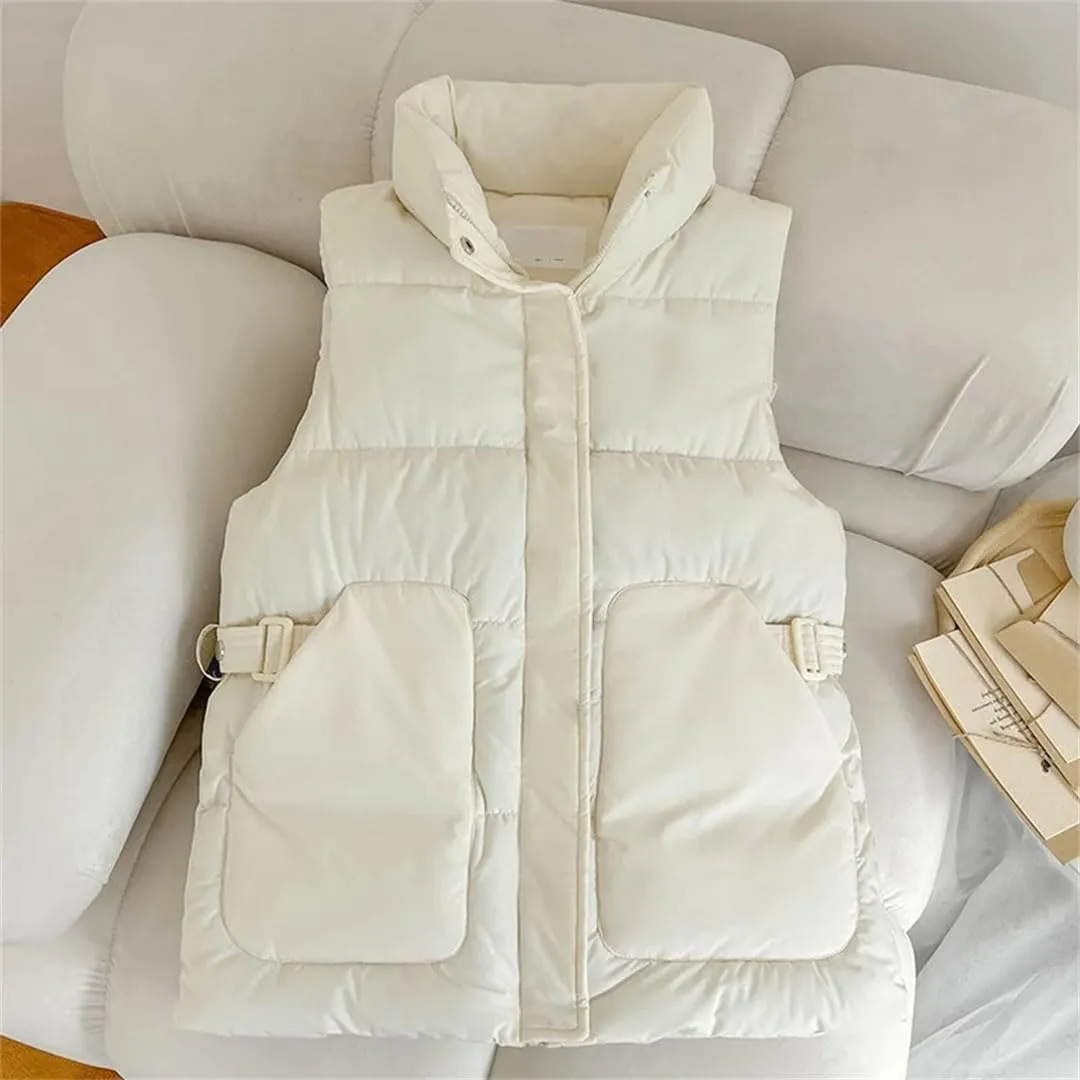 Women Winter Jacket Parkas Loose Warm Vest Coat Jacket Cotton Padded Sleeveless Jackets Waistcoat Outwea