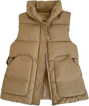 Women Winter Jacket Parkas Loose Warm Vest Coat Jacket Cotton Padded Sleeveless Jackets Waistcoat Outwea